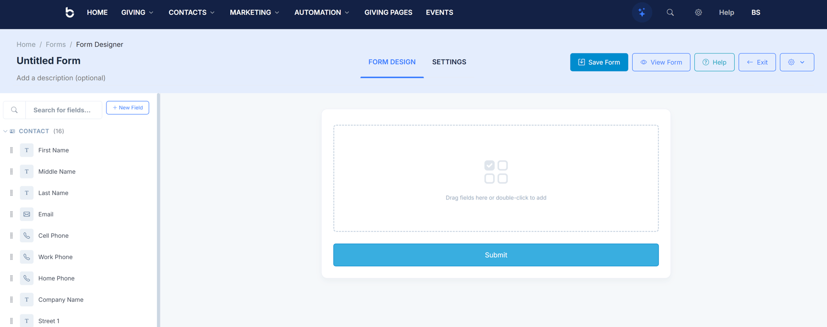 Designing Your Form: Adding & Editing Fields