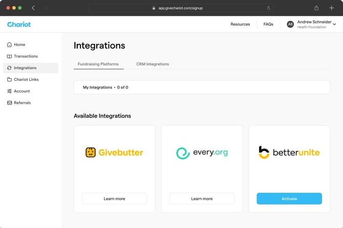 chariot integration tile